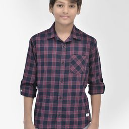 Crimsoune Club Boys Classic Slim Fit Checked Spread Collar Cotton Casual Shirt-picture-33