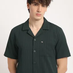 THE BEAR HOUSE Men Striped Regular Fit Cuban Collar Casual Shirt-picture-21