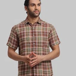 ColorPlus Tartan Checks Opaque Linen Casual Shirt-picture-19