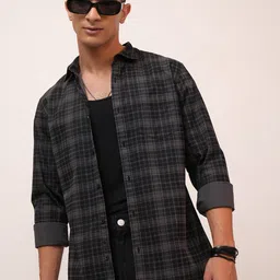 HIGHLANDER Slim Fit Tartan Checks Cotton Checked Casual Shirt-image-29