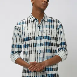Mufti Vertical Striped Slim Fit Pure Cotton Casual Shirt-picture-15