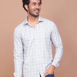 RAVINIK Men Grid Tattersall Checks Opaque Checked Casual Shirt-picture-35