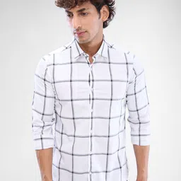 SPYKAR Men Slim Fit Windowpane Checked Casual Shirt-picture-10