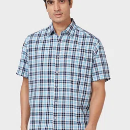 ColorPlus Opaque Checked Cotton Casual Shirt-image-67