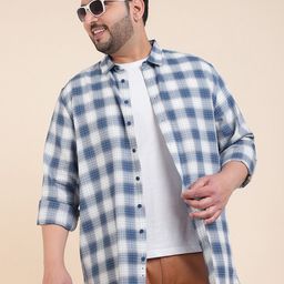 Sztori Classic Long Sleeves Spread Collar Cotton Opaque Checked Casual Shirt-picture-13