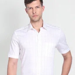 Arrow Short Sleeves Patch Pocket Checked Formal Shirt-picture-28