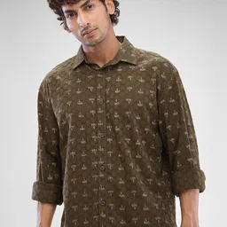 SPYKAR Men Slim Fit Opaque Geometric Printed Spread Collar Casual Shirt-image-32