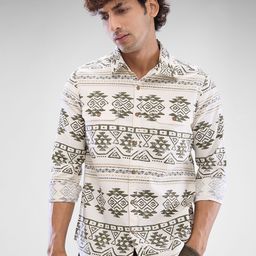 SPYKAR Men Slim Fit Opaque Ethnic Motifs Printed Spread Collar Casual Shirt-picture-12