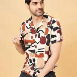 People Men Slim Fit Opaque Printed Casual Shirt-image-17