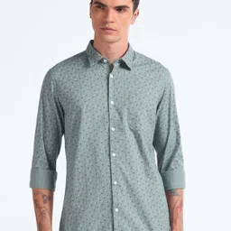 Flying Machine Slim Fit Printed Pure Cotton Casual Shirt-image-87