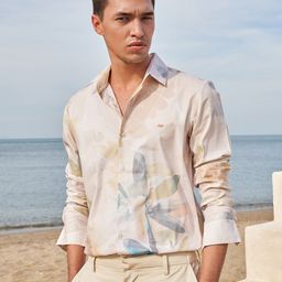 Mufti Slim Fit Long Sleeves Spread Collar Cotton Opaque Printed Casual Shirt-picture-33