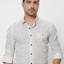Mufti Slim Fit Abstract Printed Cotton Casual Shirt-picture-12