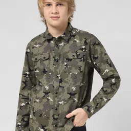 Jack & Jones Junior Boys Slim Fit Camouflage Printed Spread Collar Cotton Casual Shirt-picture-29