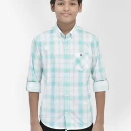 Crimsoune Club Boys Classic Slim Fit Checked Pure Cotton Casual Shirt-picture-19