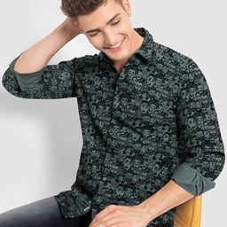 Beyoung Graphic Printed Spread Collar Twill Cotton Casual Shirt-picture-10