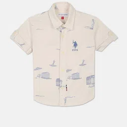 U.S. Polo Assn. Kids Boys Spread Collar Opaque Printed Casual Shirt-picture-31