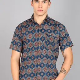 BLOCKS OF INDIA Comfort Ethnic Motifs Printed Spread Collar Cotton Casual Shirt-picture-21