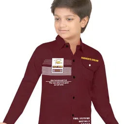 BAESD Boys Comfort Typography Printed Spread Collar Chest Pocket Cotton Shirt-picture-36