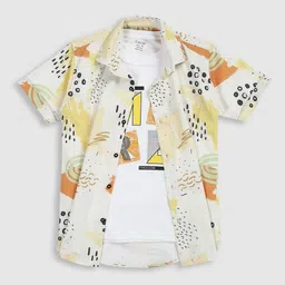 CAVIO Boys Comfort Conversational Printed Pure Cotton Casual Shirt With T-shirt-picture-30