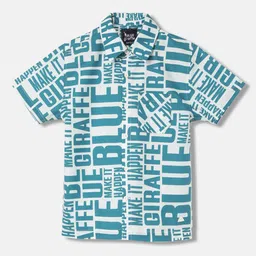 Blue Giraffe Boys Typography Printed Cotton Casual Shirt-picture-33