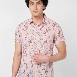 SPYKAR Spread Collar Short Sleeves Regular Fit Floral Opaque Printed Casual Shirt-picture-15