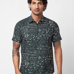 SPYKAR Floral Spread Collar Opaque Printed Cotton Casual Shirt-image-12