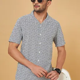 BYFORD by Pantaloons Cuban Collar Geometric Printed Casual Shirt-picture-18