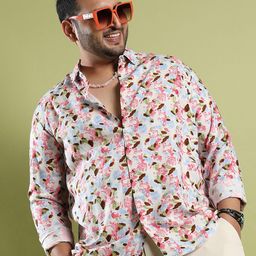 Instafab Plus Classic Floral Printed Spread Collar Cotton Casual Shirt-picture-35
