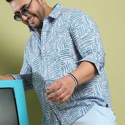 Instafab Plus Size Abstract Printed Classic Regular Fit Cotton Casual Shirt-picture-39