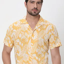 Mufti Slim Fit Floral Printed Cuban Collar Casual Shirt image 1