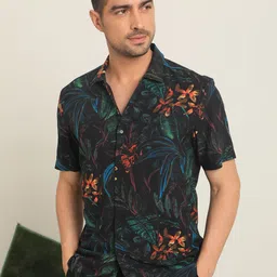 RARE RABBIT Men Dabney Slim Fit Floral Printed Cotton Shirt-picture-45