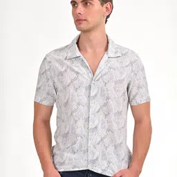 POE Men Smart Slim Fit Abstract Printed Cotton Casual Shirt-image-85