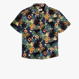 Koton Boys Floral Printed Spread Collar Short Sleeves Casual Shirt-picture-40