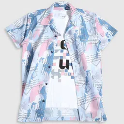 CAVIO Boys Standard Fit Typography Printed Casual Pure Cotton Shirt With T-shirt-picture-25