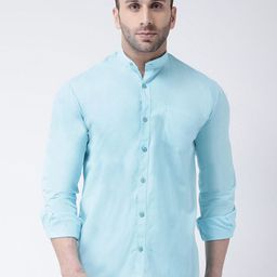 Hangup Slim Fit Mandarin Collar Pure Cotton Casual Shirt-picture-46