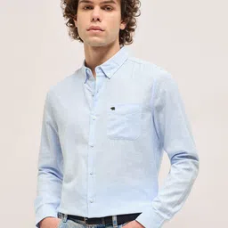 THE BEAR HOUSE Men Speread Collar Vertical Striped Cotton Slim Fit Casual Shirt-picture-33