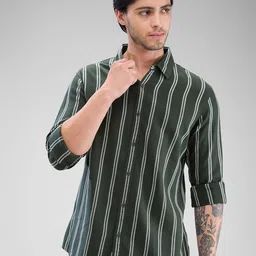 SPYKAR Men Slim Fit Opaque Striped Spread Collar Casual Shirt-image-30