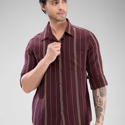 SPYKAR Men Slim Fit Opaque Striped Spread Collar Casual Shirt-picture-21