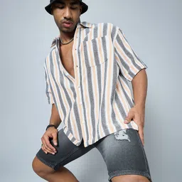 CHIMPAAANZEE Striped Spread Collar Oversized Casual Shirt-picture-16