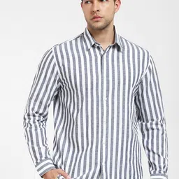 SELECTED Men Striped Cotton Opaque Casual Shirt-image-0