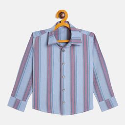 JWAAQ Boys Relaxed Fit Multi Striped Cotton Casual Shirt-picture-5