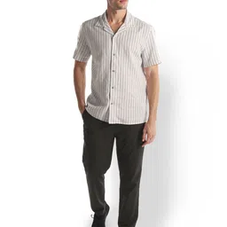 Celio Men Striped Cuban Collar Casual Shirt-picture-23