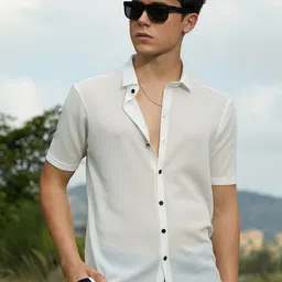 Campus Sutra Men Relaxed Fit Spread Collar Textured Casual Shirt-picture-35