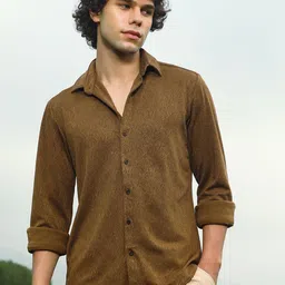 Campus Sutra Men Relaxed Fit Spread Collar Textured Casual Shirt-picture-29