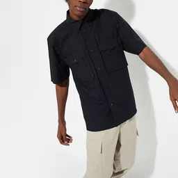 max Spread Collar Short Sleeves Cotton Casual Shirt-picture-23
