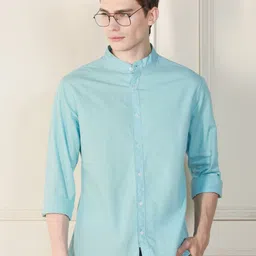 Dennis Lingo Band Collar Regular Fit Cotton Casual Shirt-picture-36