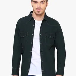 Kuons Avenue Men Green Solid Smart Slim Fit Pure Cotton Casual Shirt-image-66