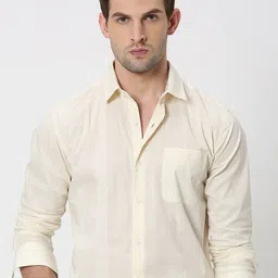 Mufti Vertical Striped Slim Fit Cotton Casual Shirt-picture-14