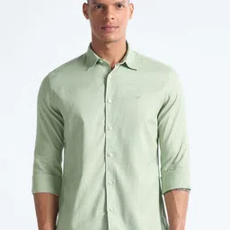 Flying Machine Spread Collar Cotton Slim Fit Opaque Casual Shirt-image-50