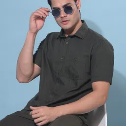 Crimsoune Club Spread Collar Classic Slim Fit Cotton Opaque Casual Shirt-image-45